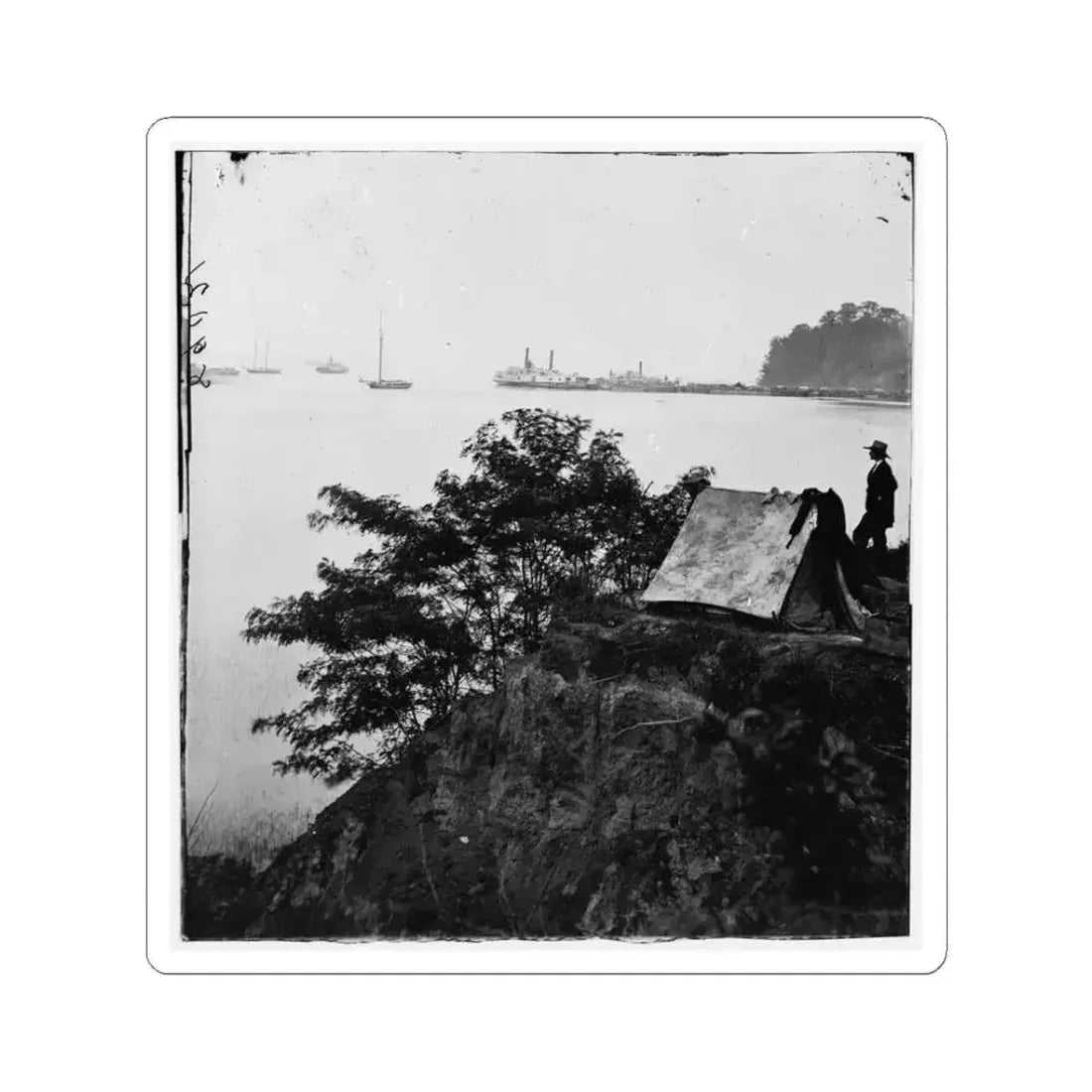 Belle Plain Landing, Virginia. Distance View of Belle Plain Landing on the James River (U.S. Civil War) STICKER Vinyl Kiss-Cut Decal 3 Inch White - The Sticker Space