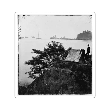 Belle Plain Landing, Virginia. Distance View of Belle Plain Landing on the James River (U.S. Civil War) STICKER Vinyl Kiss-Cut Decal 4 Inch White - The Sticker Space