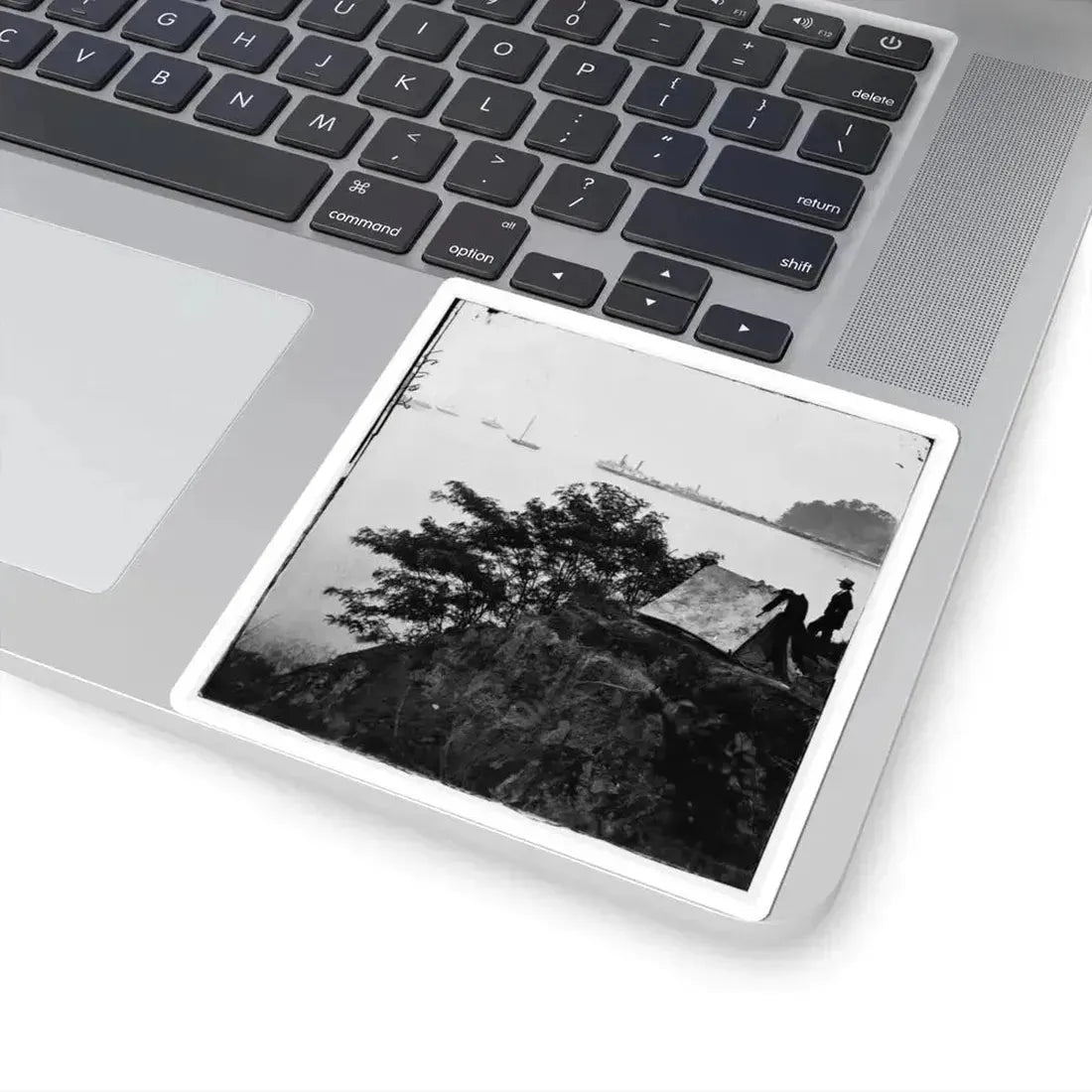 Belle Plain Landing, Virginia. Distance View of Belle Plain Landing on the James River (U.S. Civil War) STICKER Vinyl Kiss-Cut Decal - The Sticker Space