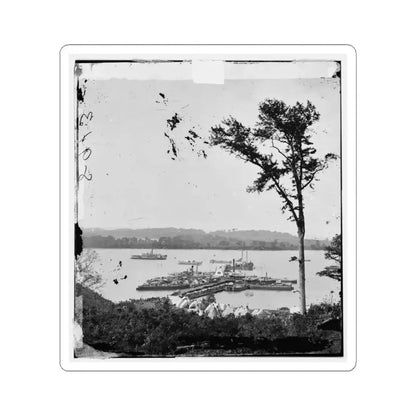 Belle Plain Landing, Virginia. View of Camp and Transports. (Lower Landing). Photo Taken Near Bull Bluff (U.S. Civil War) STICKER Vinyl Kiss-Cut Decal 3 Inch White - The Sticker Space