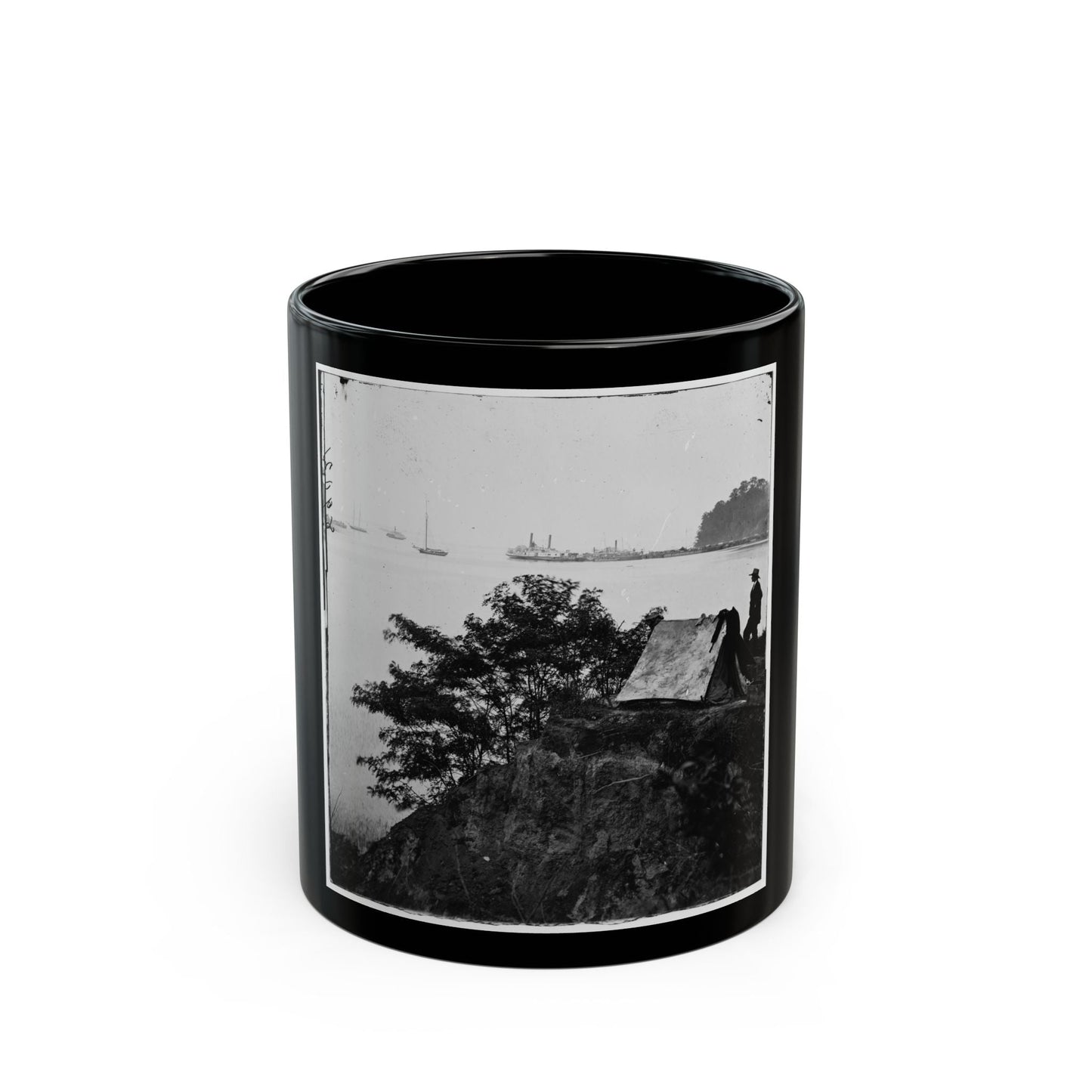 Belle Plain Landing, Virginia. Distance View Of Belle Plain Landing On The James River (U.S. Civil War) Black Coffee Mug