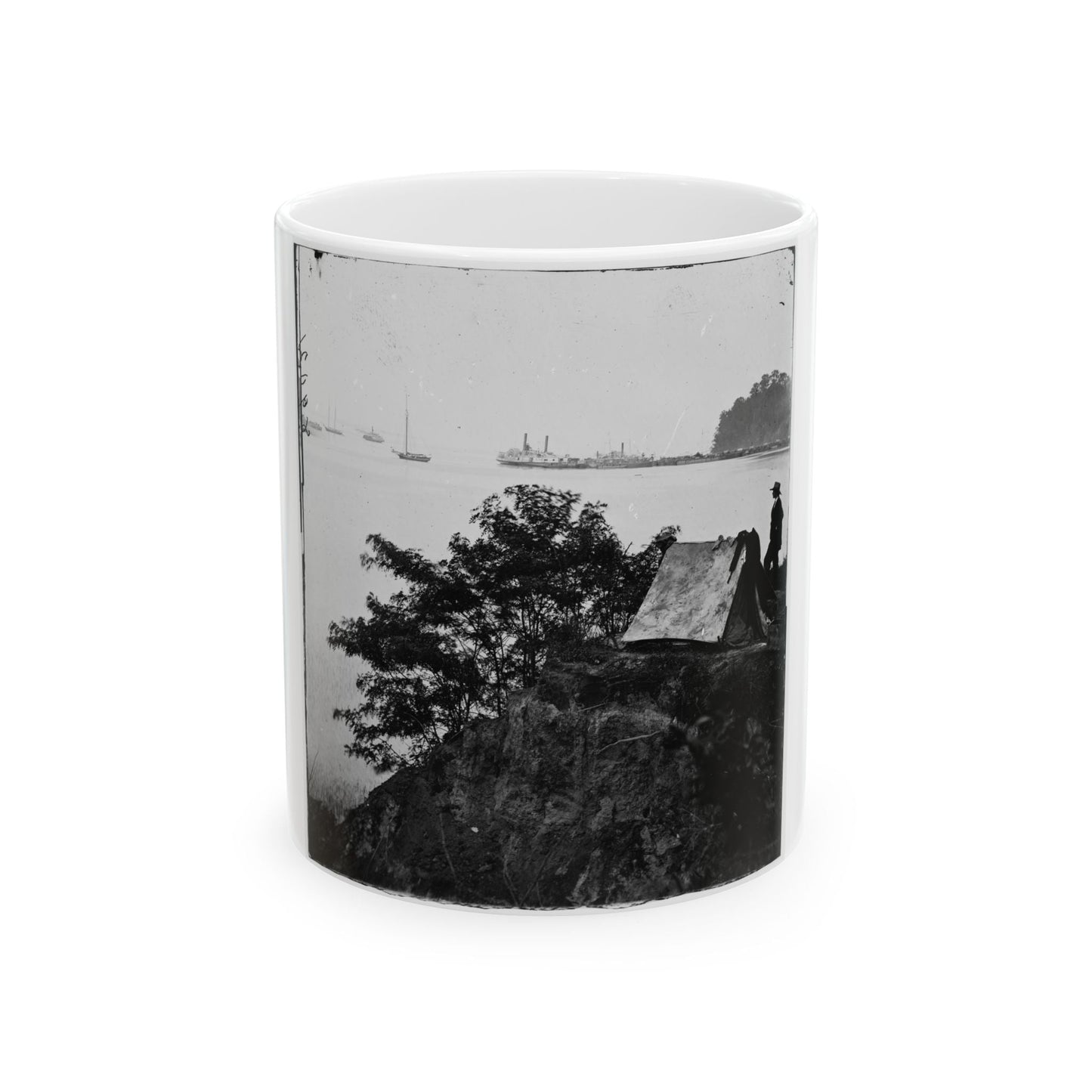 Belle Plain Landing, Virginia. Distance View Of Belle Plain Landing On The James River (U.S. Civil War) White Coffee Mug