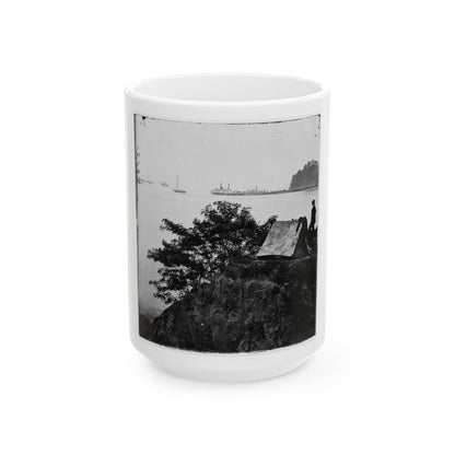 Belle Plain Landing, Virginia. Distance View Of Belle Plain Landing On The James River (U.S. Civil War) White Coffee Mug