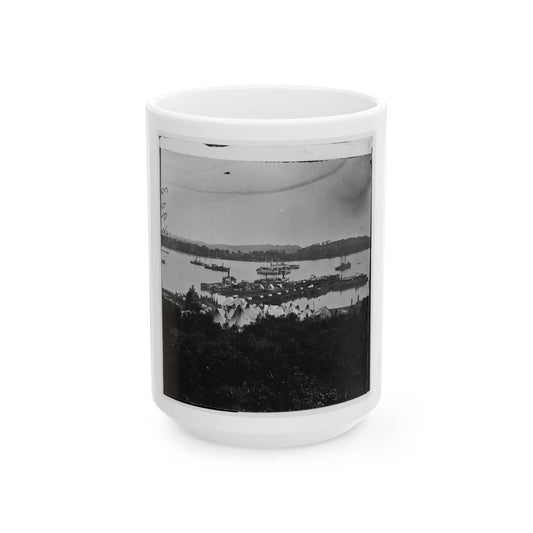 Belle Plain Landing, Virginia. View Of Camp And Transports. (Lower Landing). Photo Taken Near Bull Bluff -2 (U.S. Civil War) White Coffee Mug-15oz-The Sticker Space