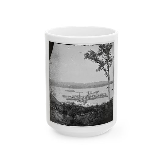 Belle Plain Landing, Virginia. View Of Camp And Transports. (Lower Landing). Photo Taken Near Bull Bluff -3 (U.S. Civil War) White Coffee Mug-15oz-The Sticker Space