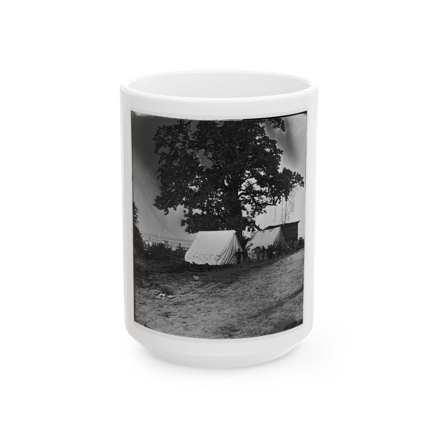 Belle Plain Landing, Virginia. View Of The Tents Of The Sanitary Commission (U.S. Civil War) White Coffee Mug