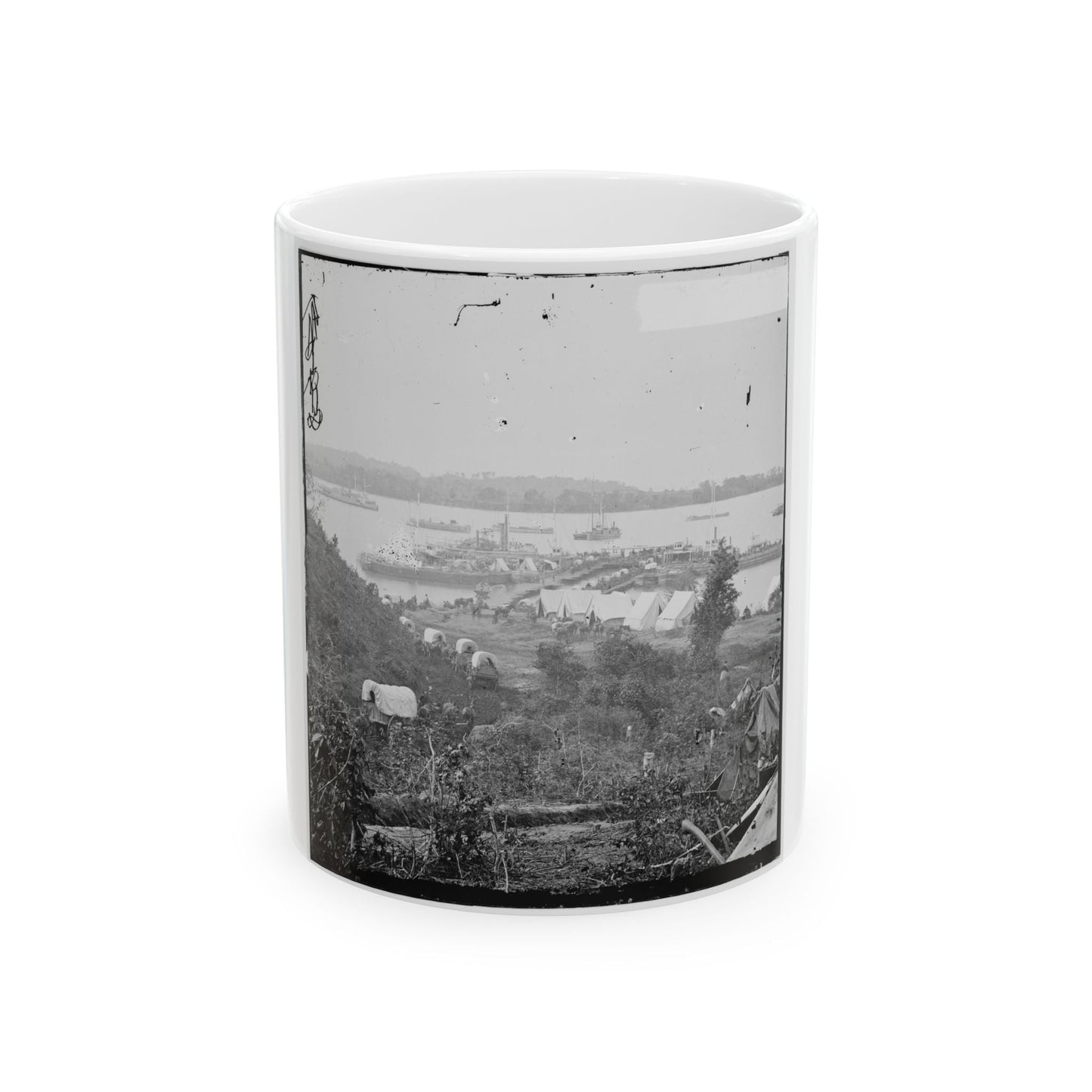 Belle Plain, Va.  Army Wagons And Transports At The Lower Landing (U.S. Civil War) White Coffee Mug