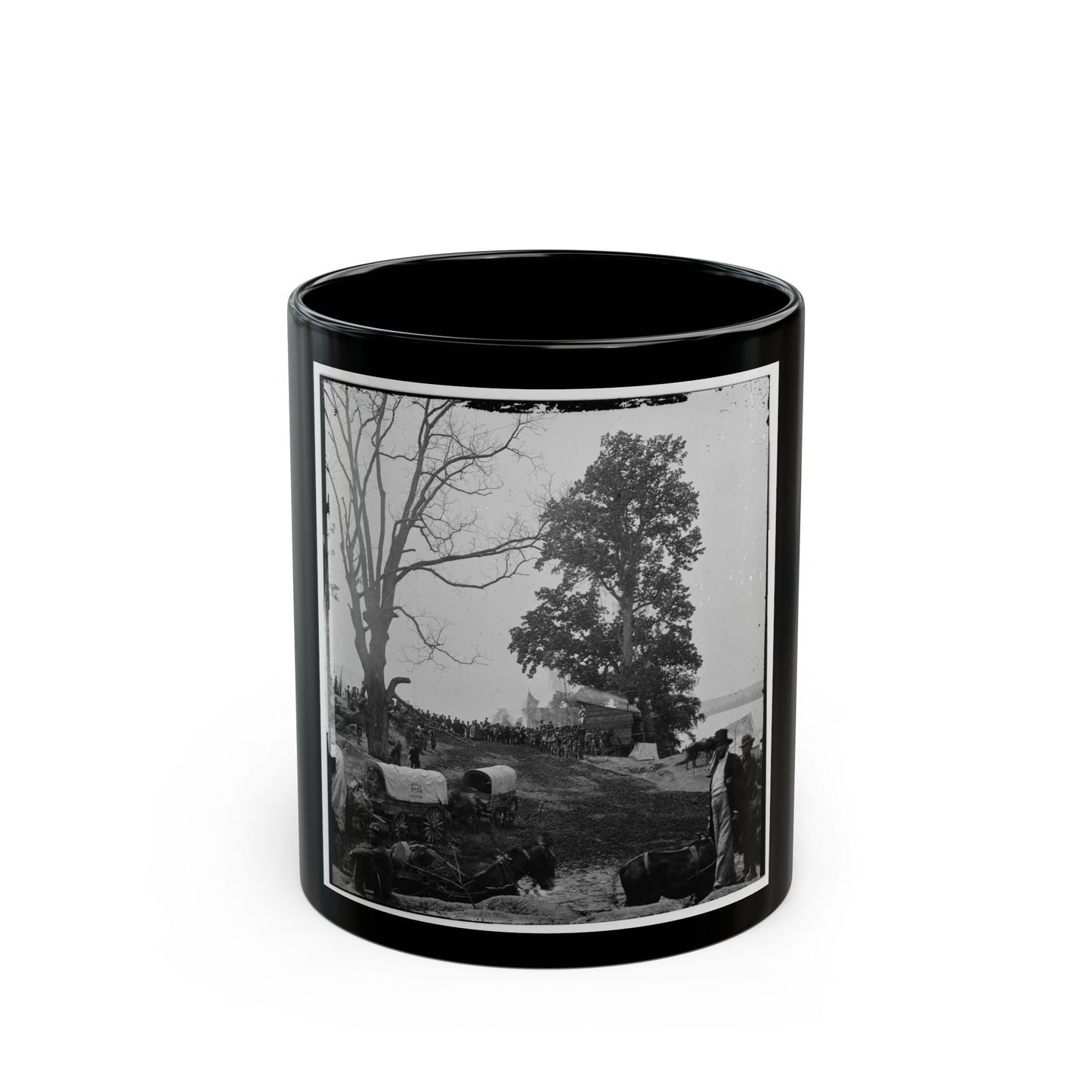 Belle Plain, Va. Wagons Of The Sanitary Commission And A Crowd At The Landing (U.S. Civil War) Black Coffee Mug