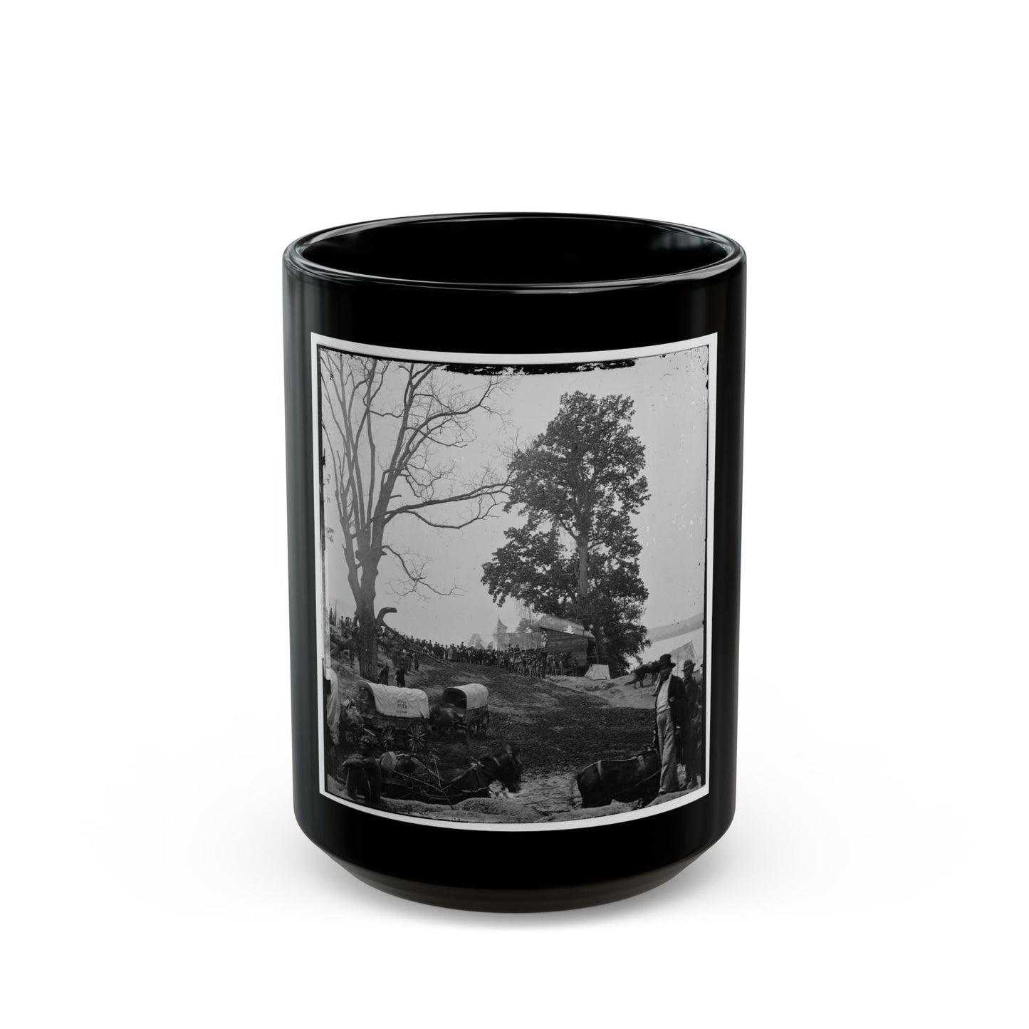 Belle Plain, Va. Wagons Of The Sanitary Commission And A Crowd At The Landing (U.S. Civil War) Black Coffee Mug