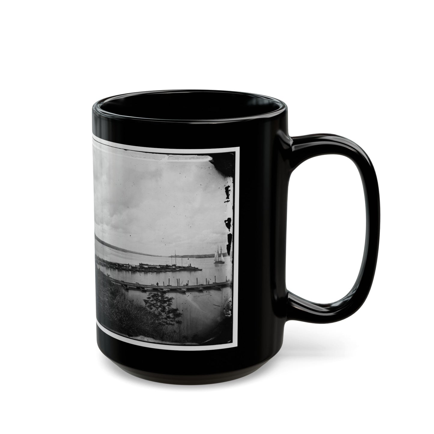 Belle Plain, Virginia. Pontoon Wharf (U.S. Civil War) Black Coffee Mug-The Sticker Space