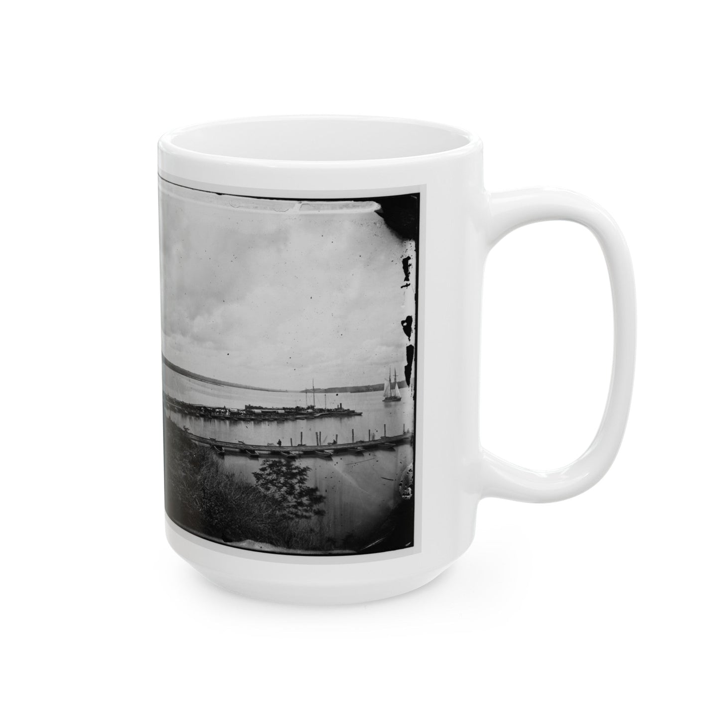 Belle Plain, Virginia. Pontoon Wharf (U.S. Civil War) White Coffee Mug-The Sticker Space