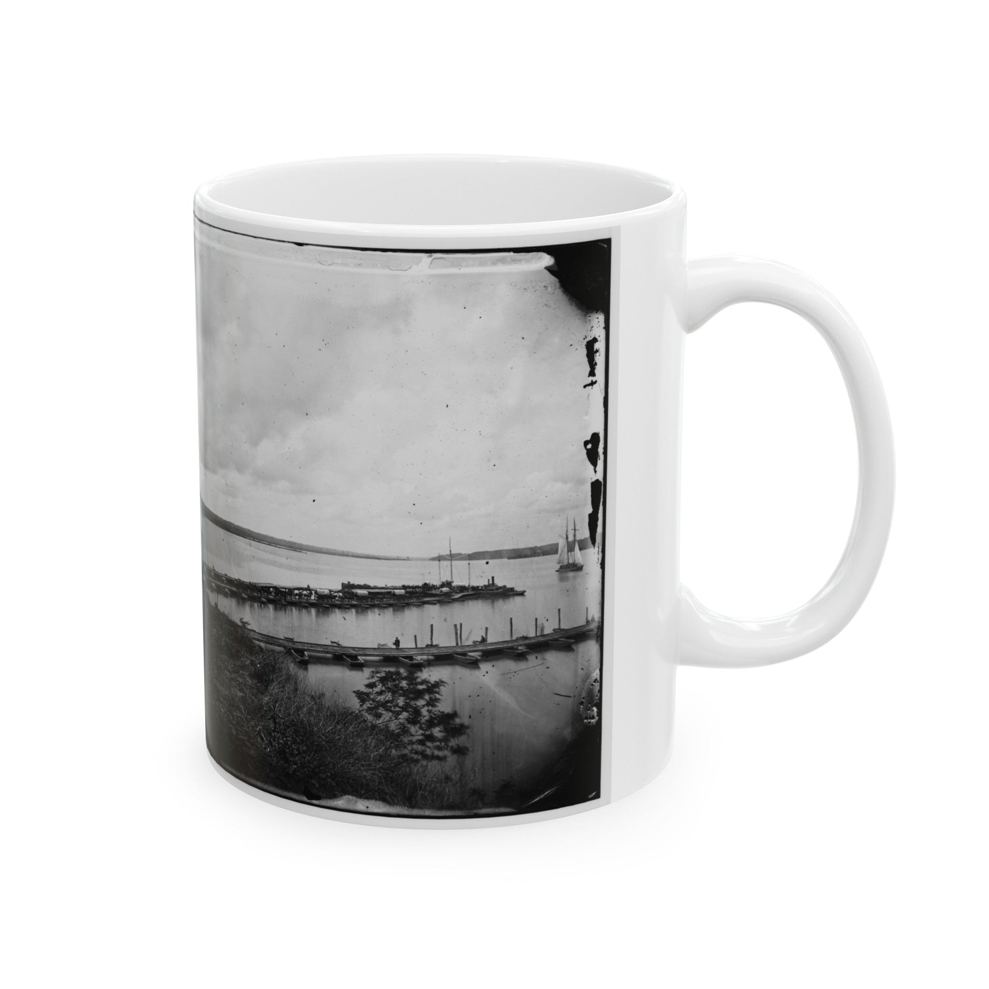 Belle Plain, Virginia. Pontoon Wharf (U.S. Civil War) White Coffee Mug-The Sticker Space