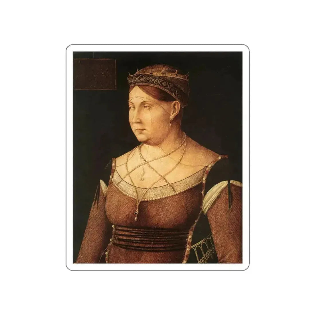 BELLINI, Gentile - Portrait of Catharina Cornaro (Artwork) STICKER Vinyl Die-Cut Decal White Die-Cut 3 Inch - The Sticker Space