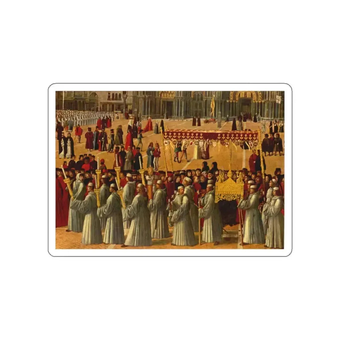 BELLINI, Gentile - Procession in Piazza San Marco (detail) (Artwork) STICKER Vinyl Die-Cut Decal White Die-Cut 2 Inch - The Sticker Space