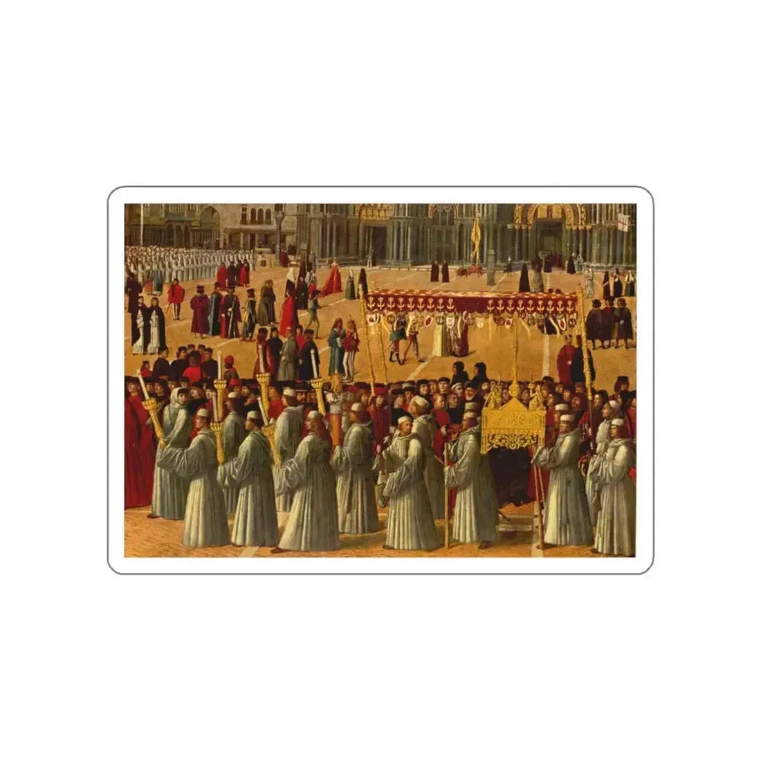 BELLINI, Gentile - Procession in Piazza San Marco (detail) (Artwork) STICKER Vinyl Die-Cut Decal White Die-Cut 3 Inch - The Sticker Space