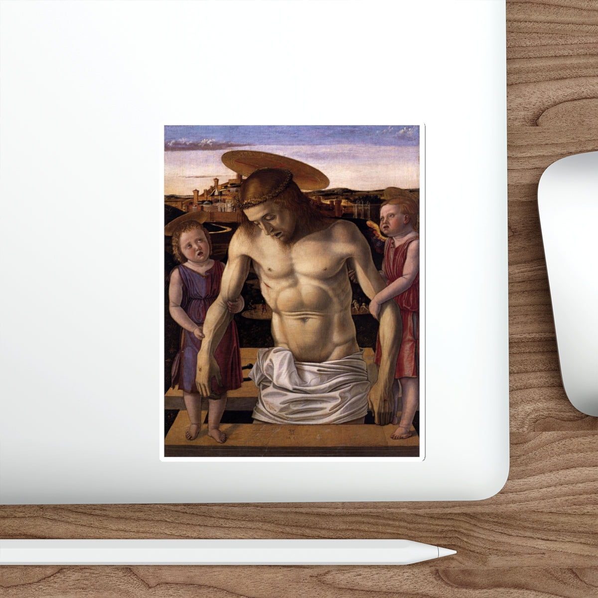 BELLINI, Giovanni - 1459 - Dead Christ Supported by Two Angels (Pieta) (Artwork) STICKER Vinyl Die-Cut Decal-The Sticker Space