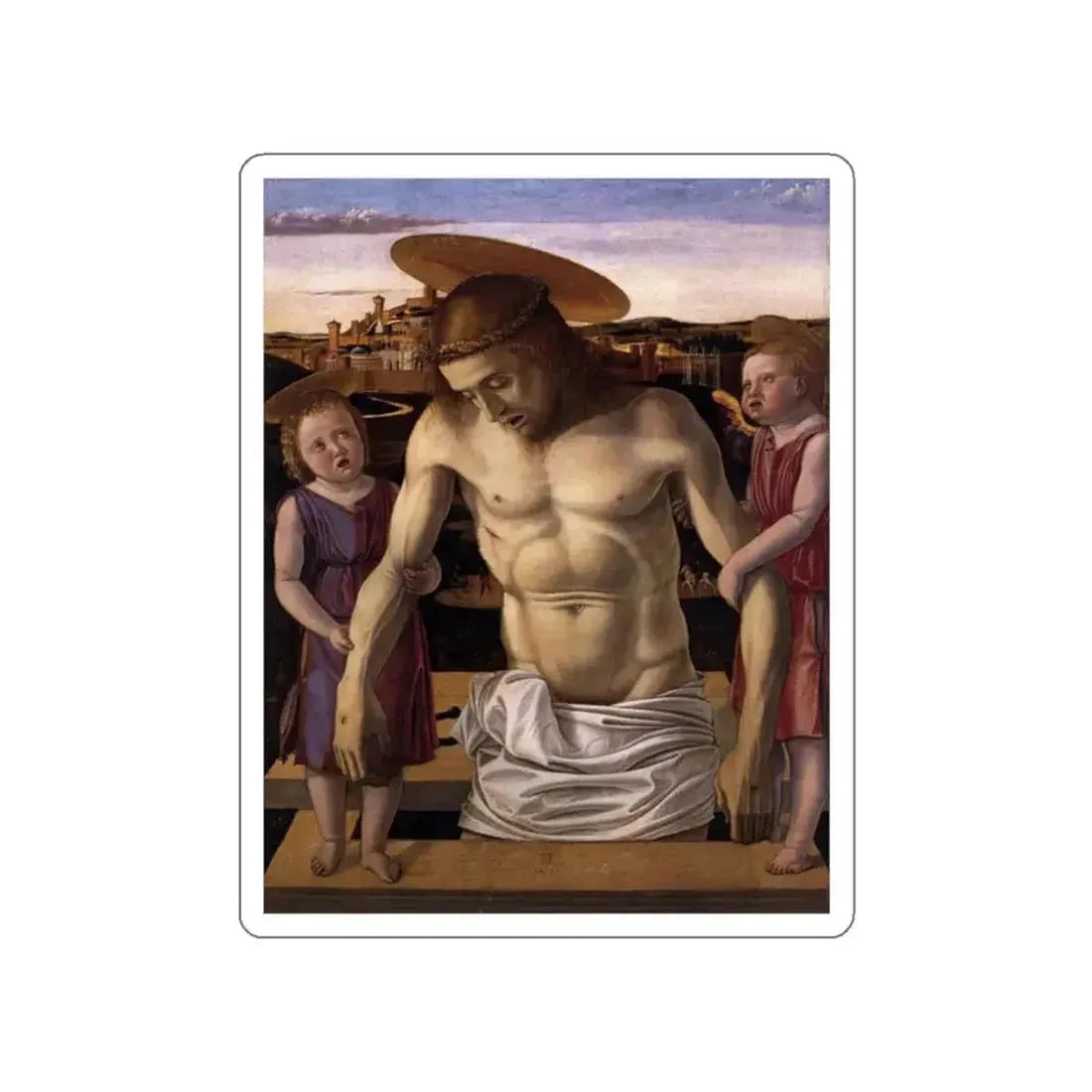 BELLINI, Giovanni - 1459 - Dead Christ Supported by Two Angels (Pieta) (Artwork) STICKER Vinyl Die-Cut Decal - The Sticker Space