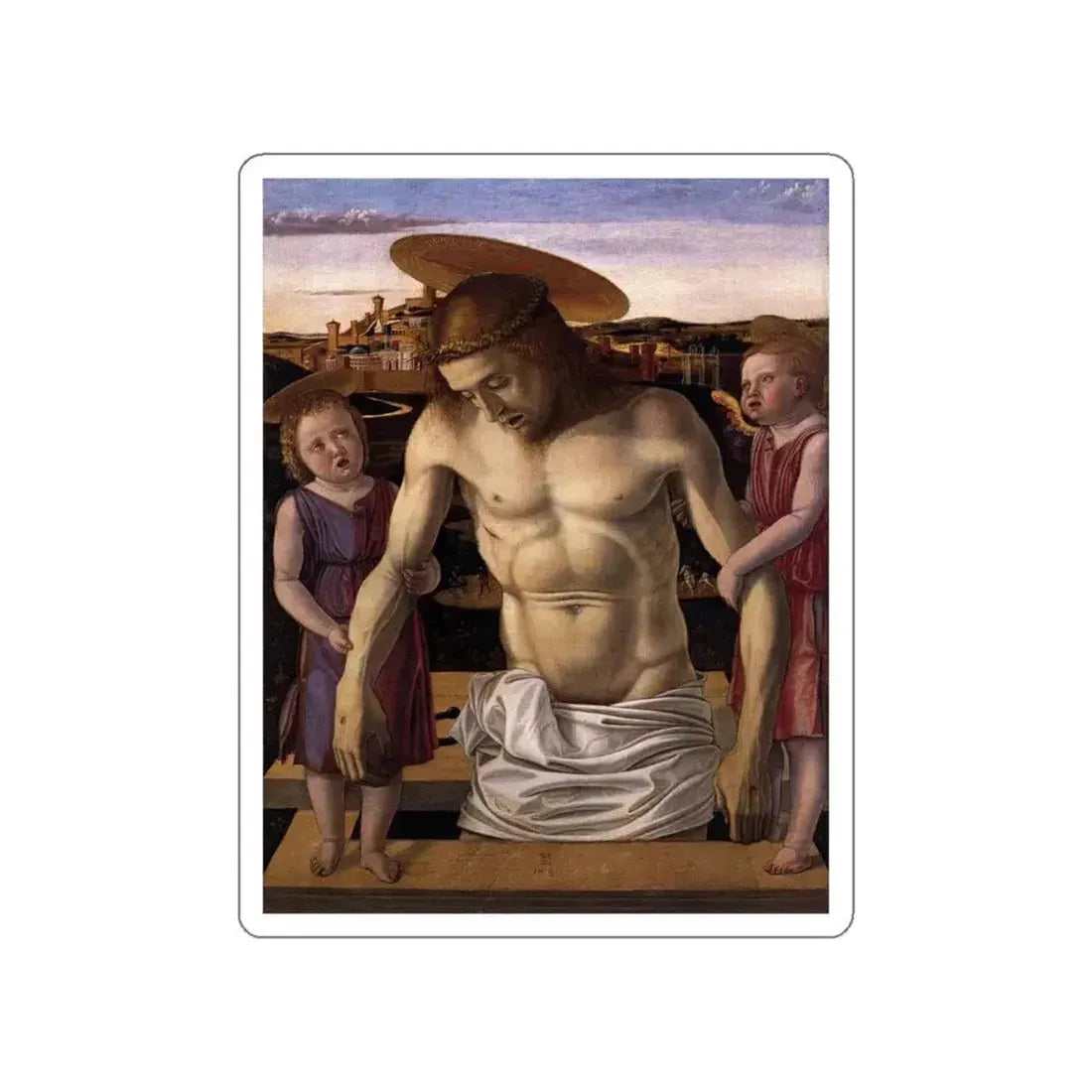 BELLINI, Giovanni - 1459 - Dead Christ Supported by Two Angels (Pieta) (Artwork) STICKER Vinyl Die-Cut Decal - The Sticker Space