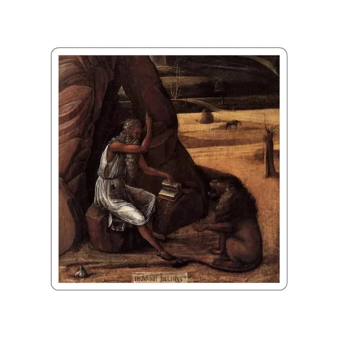 BELLINI, Giovanni - 1459 - St Jerome in the Desert (detail) (Artwork) STICKER Vinyl Die-Cut Decal White Die-Cut 6 Inch - The Sticker Space