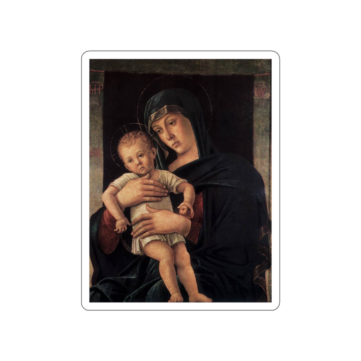 BELLINI, Giovanni - 1460-69 - Madonna with the Child (Greek Madonna) (Artwork) STICKER Vinyl Die-Cut Decal-White-The Sticker Space