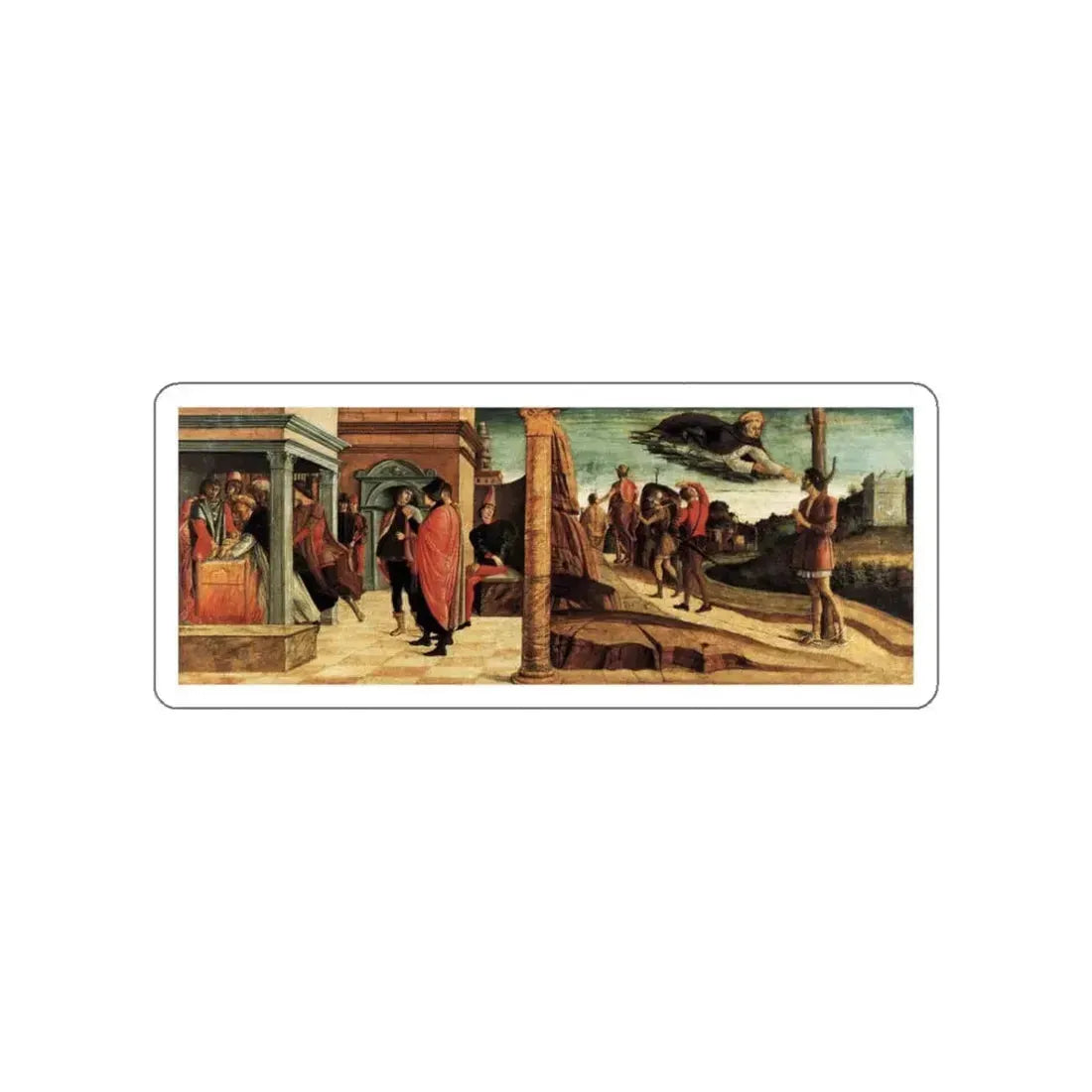 BELLINI, Giovanni - 1460-69 - Polyptych of San Vincenzo Ferreri (predella)3 (Artwork) STICKER Vinyl Die-Cut Decal White Die-Cut 3 Inch - The Sticker Space