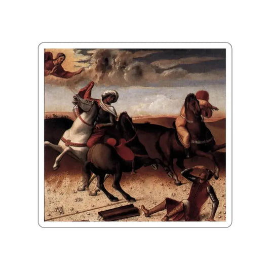 BELLINI, Giovanni - 1470-79 - pesaro - Pesaro Altarpiece (predella)2 (Artwork) STICKER Vinyl Die-Cut Decal White Die-Cut 2 Inch - The Sticker Space