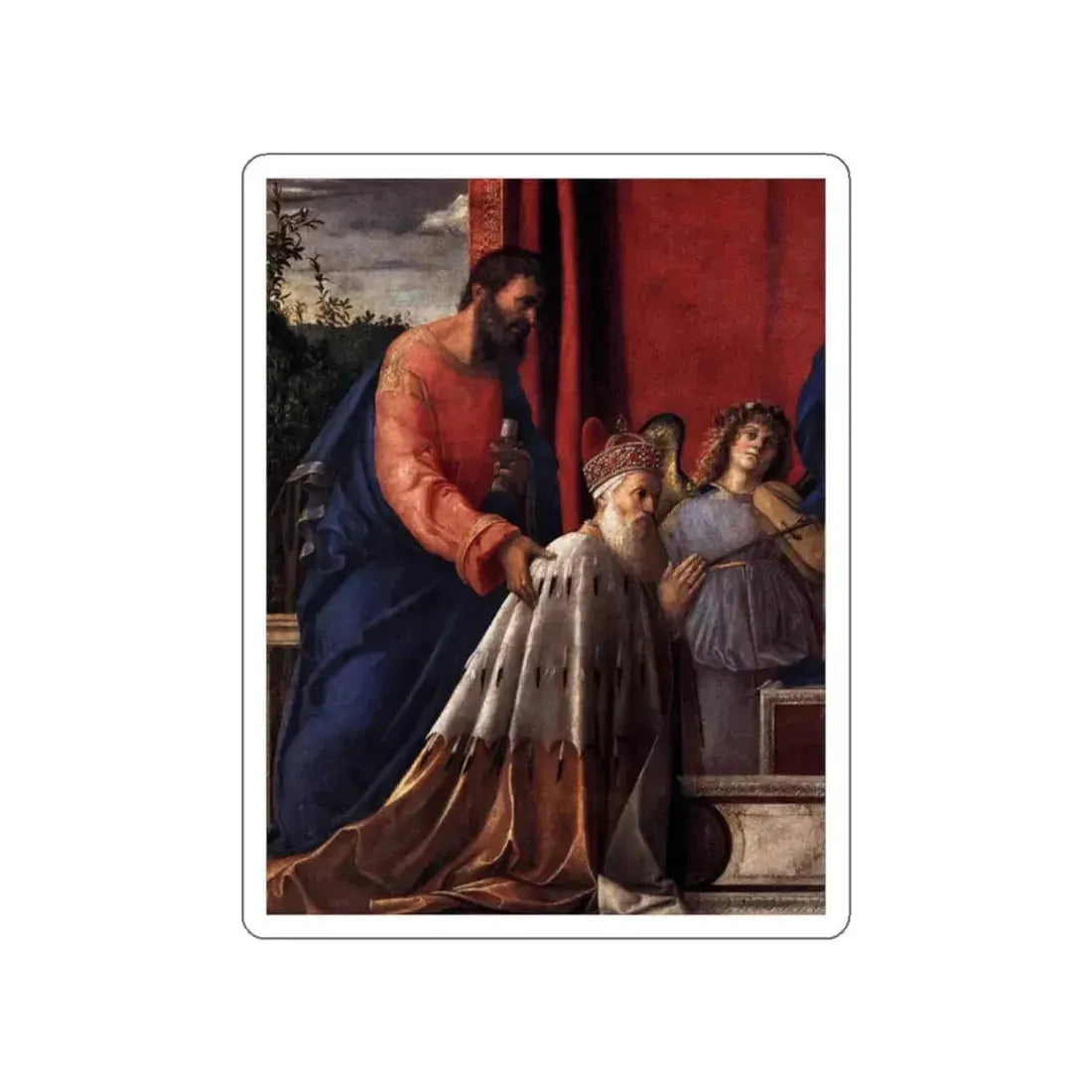 BELLINI, Giovanni - 1480-89 - 3.Barbarigo Altarpiece - Barbarigo Altarpiece (detail) (Artwork) STICKER Vinyl Die-Cut Decal White Die-Cut 2 Inch - The Sticker Space