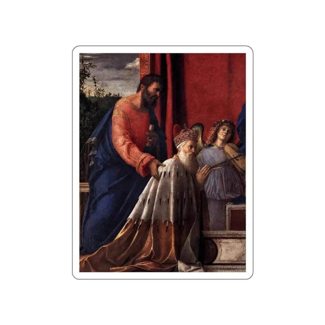 BELLINI, Giovanni - 1480-89 - 3.Barbarigo Altarpiece - Barbarigo Altarpiece (detail) (Artwork) STICKER Vinyl Die-Cut Decal White Die-Cut 3 Inch - The Sticker Space
