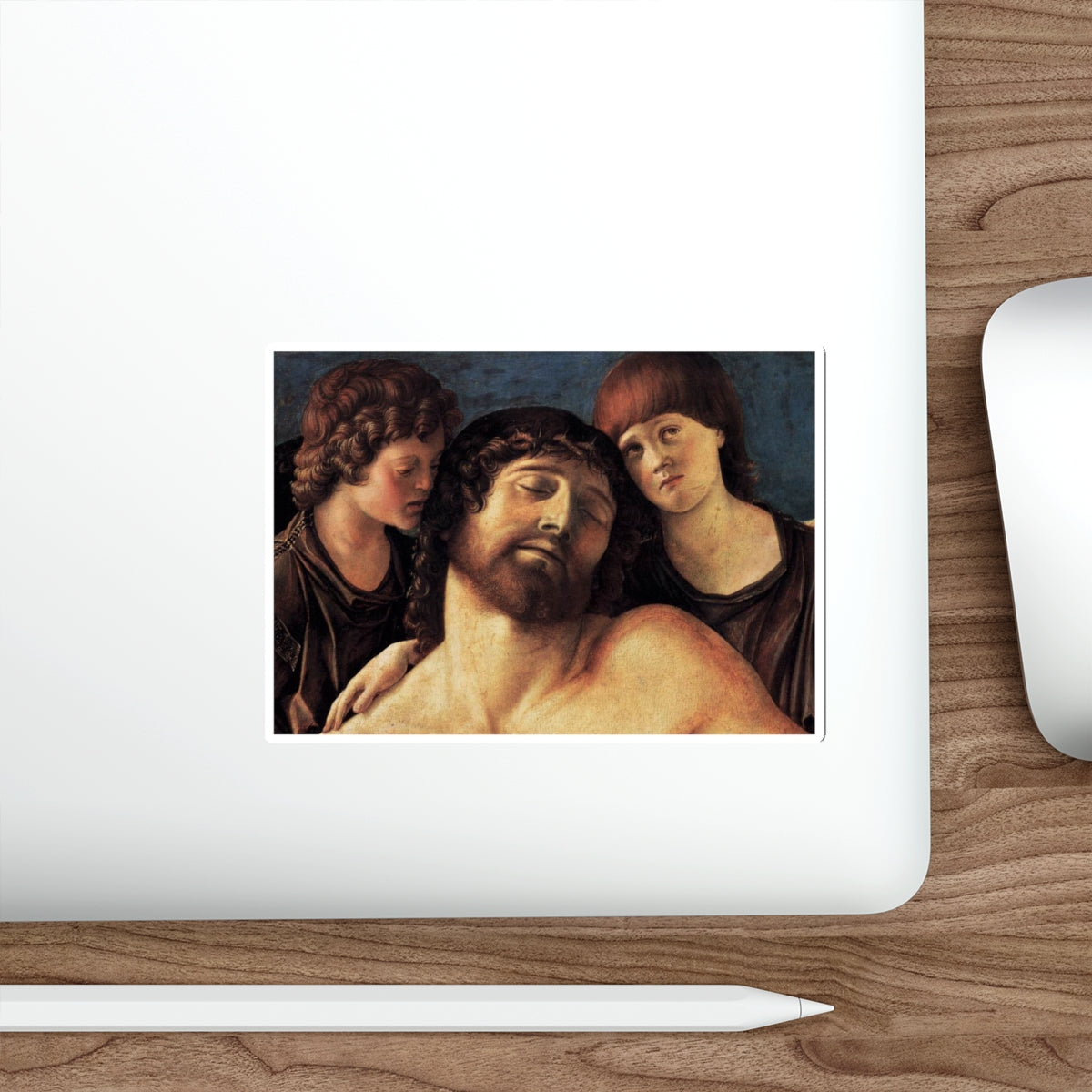 BELLINI, Giovanni - 1480-89 - Dead Christ Supported by Two Angels (detail) (Artwork) STICKER Vinyl Die-Cut Decal-The Sticker Space