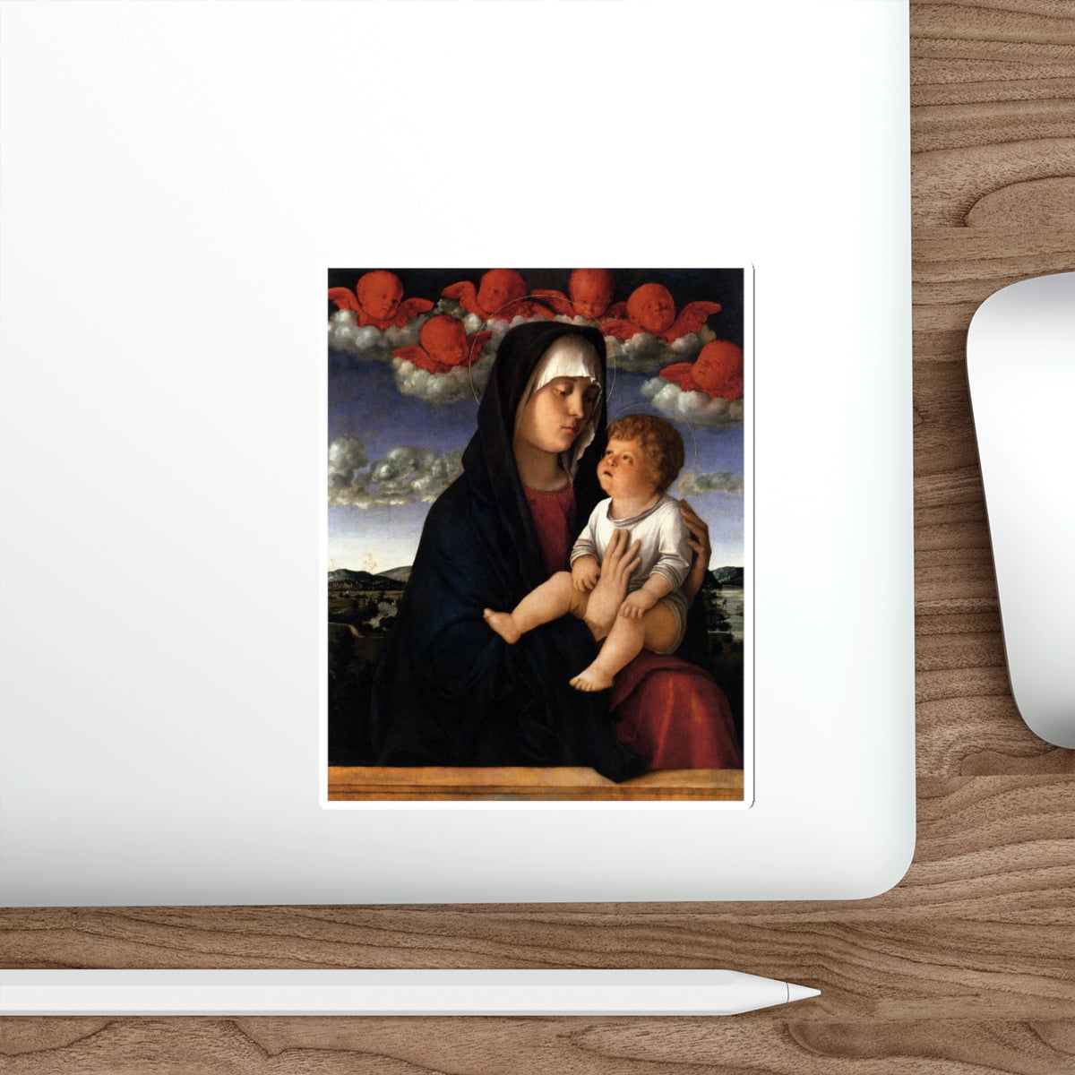 BELLINI, Giovanni - 1480-89 - Madonna of Red Cherubs (Artwork) STICKER Vinyl Die-Cut Decal-The Sticker Space