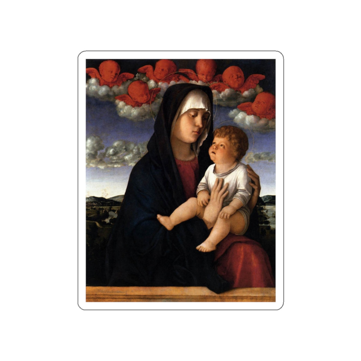 BELLINI, Giovanni - 1480-89 - Madonna of Red Cherubs (Artwork) STICKER Vinyl Die-Cut Decal-White-The Sticker Space