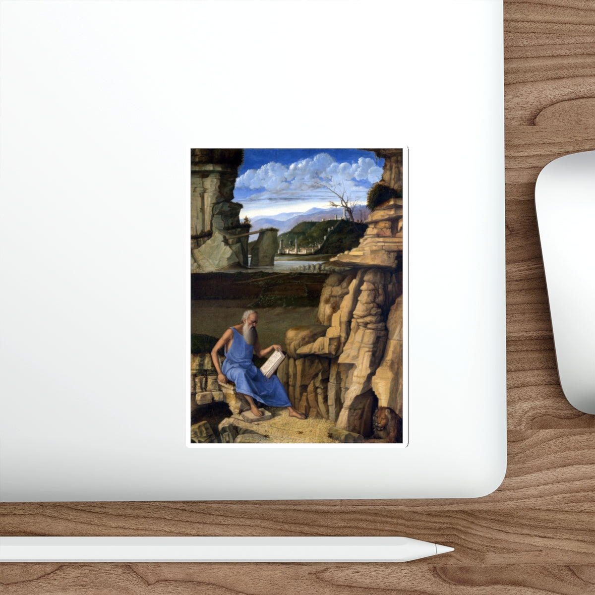 BELLINI, Giovanni - 1480-89 - St Jerome Reading in the Countryside (Artwork) STICKER Vinyl Die-Cut Decal-The Sticker Space