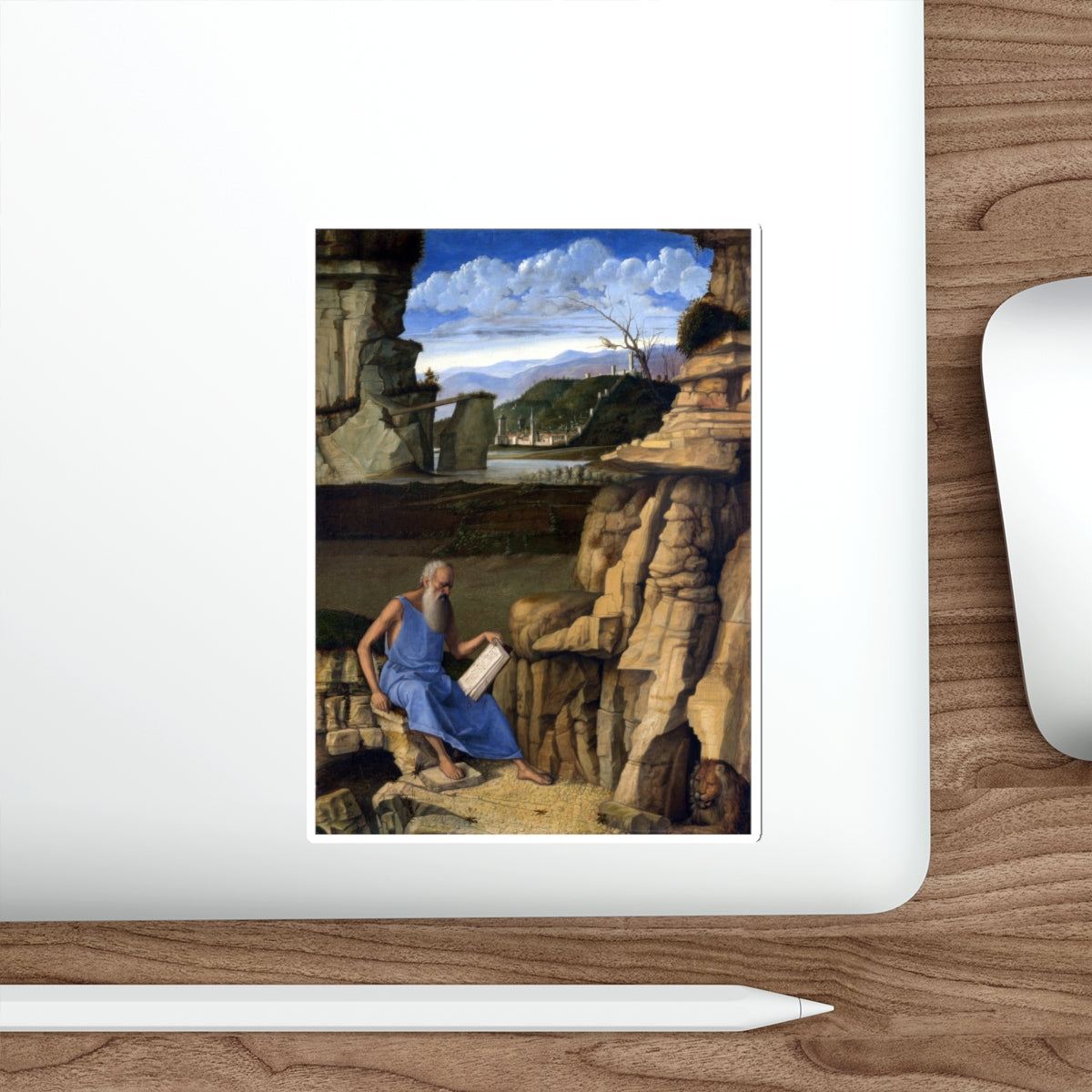 BELLINI, Giovanni - 1480-89 - St Jerome Reading in the Countryside (Artwork) STICKER Vinyl Die-Cut Decal-The Sticker Space