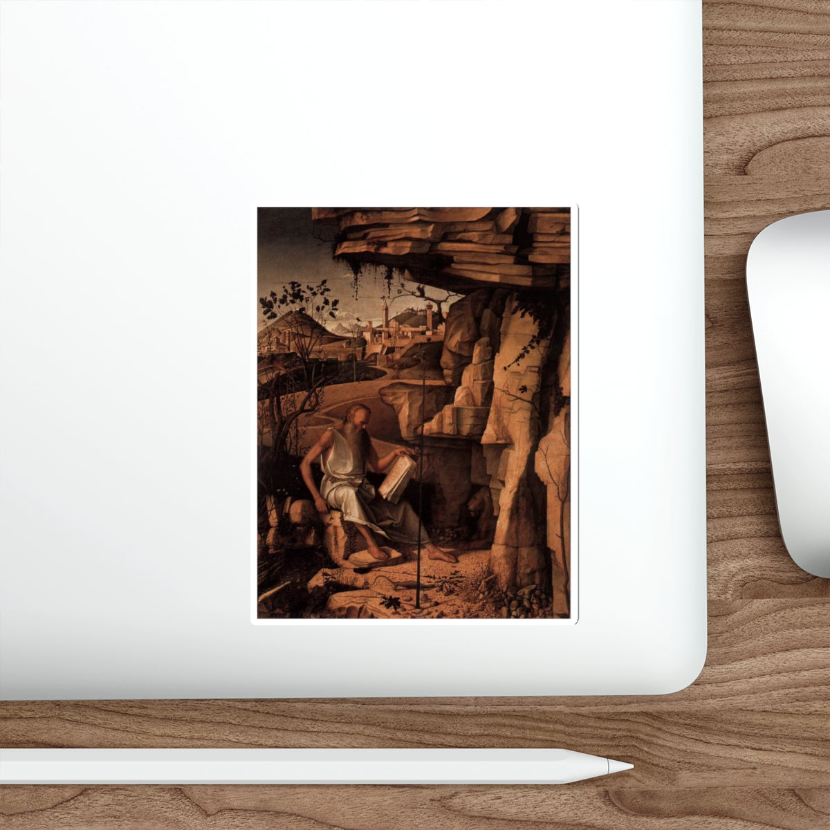 BELLINI, Giovanni - 1480-89 - St Jerome Reading in the Countryside2 (Artwork) STICKER Vinyl Die-Cut Decal-The Sticker Space