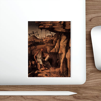 BELLINI, Giovanni - 1480-89 - St Jerome Reading in the Countryside2 (Artwork) STICKER Vinyl Die-Cut Decal-The Sticker Space