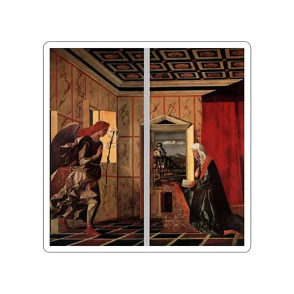 BELLINI, Giovanni - 1490-99 - Angel Announcing and Virgin Announciated (Artwork) STICKER Vinyl Die-Cut Decal White Die-Cut 3 Inch - The Sticker Space