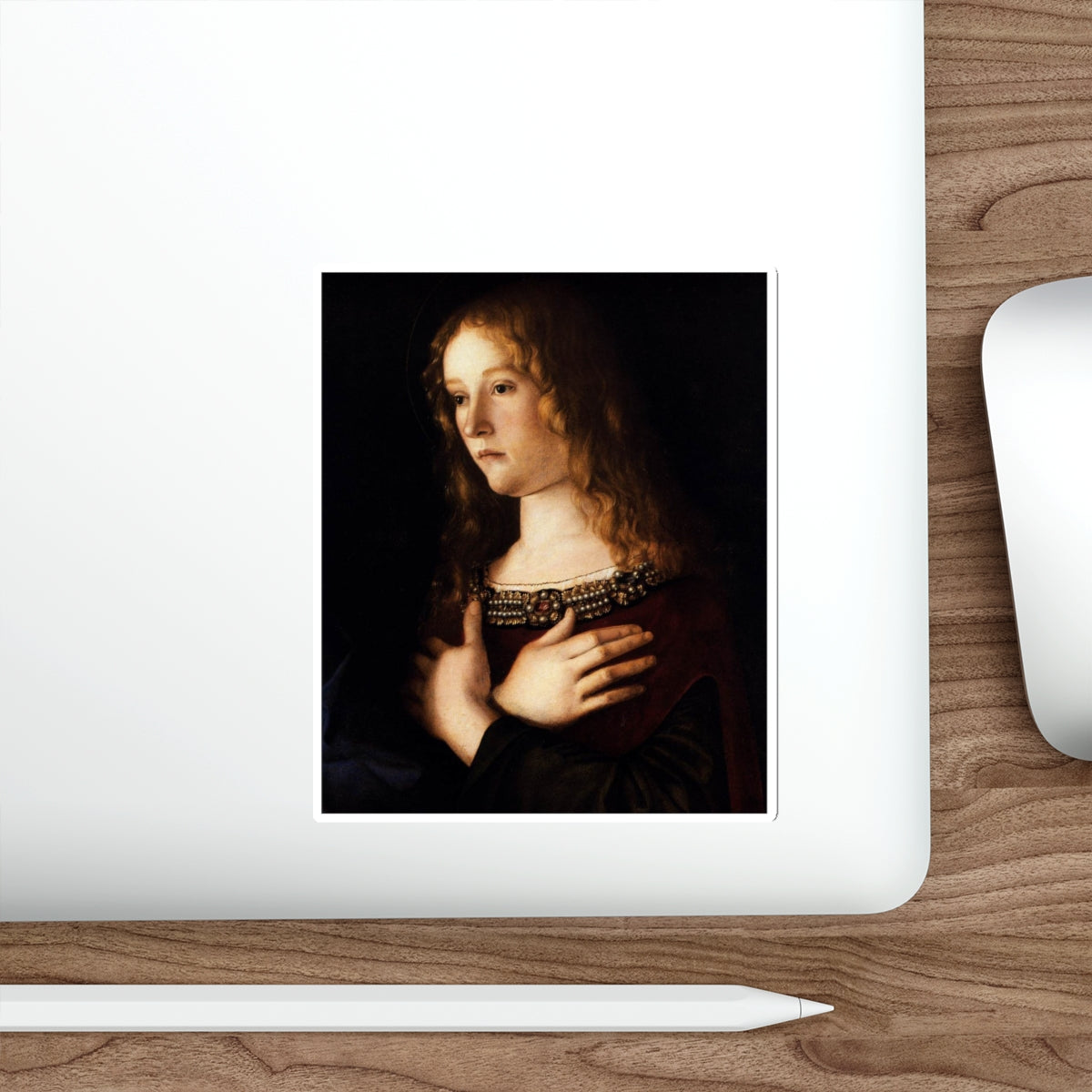 BELLINI, Giovanni - 1490-99 - Madonna and Child with Two Saints (detail) (Artwork) STICKER Vinyl Die-Cut Decal-The Sticker Space