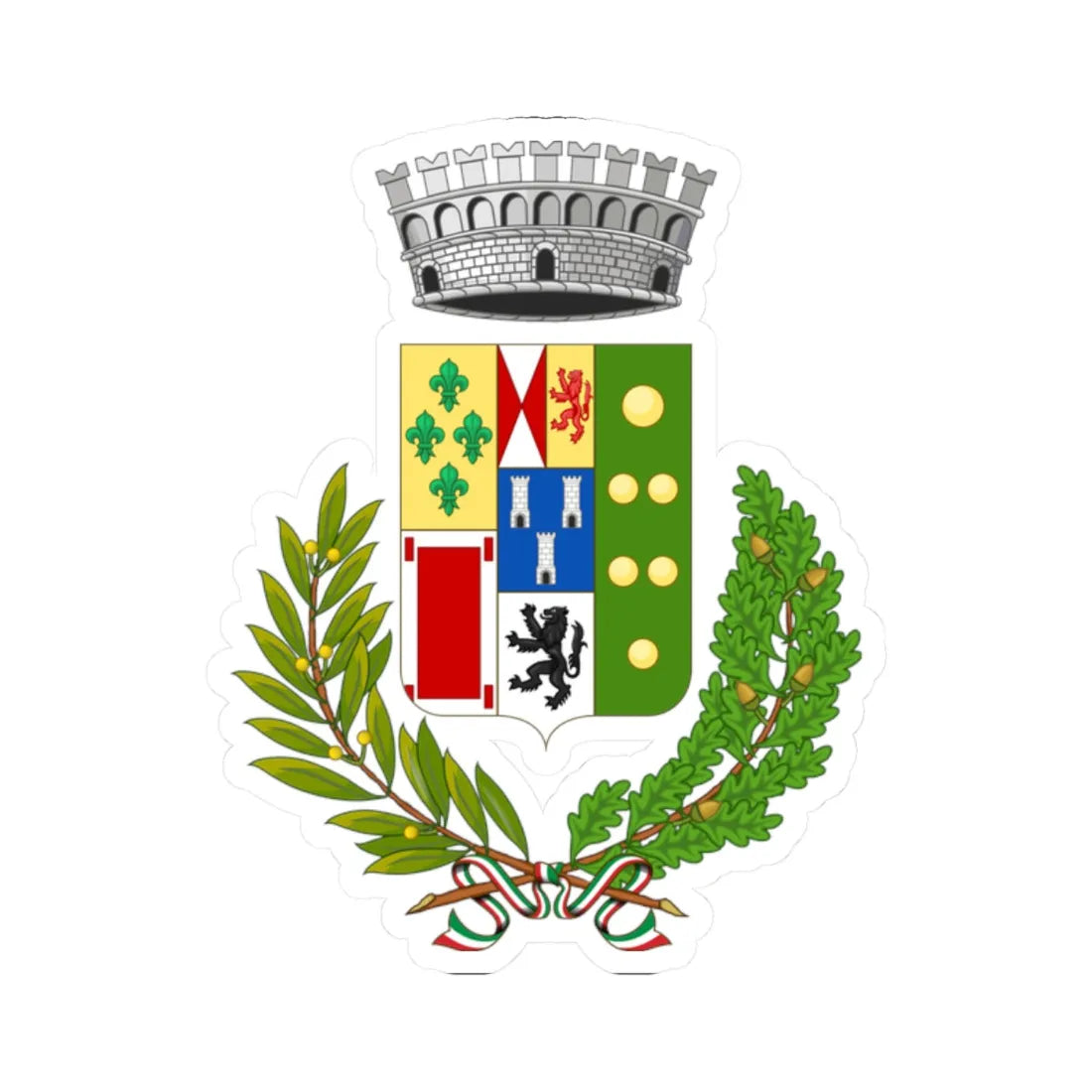 Belmonte Mezzagno-Stemma (Italy) (Coat of Arms) STICKER Vinyl Kiss-Cut Decal 2 Inch White - The Sticker Space