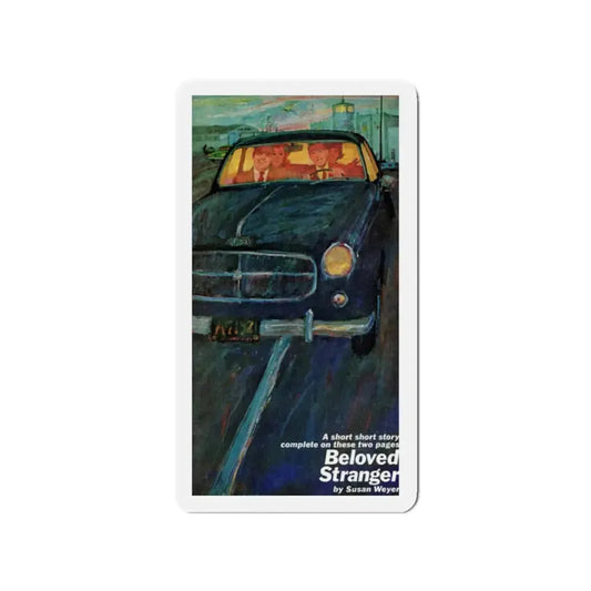 Beloved Stranger, Redbook, February 1962 (Magazine Illustration) Refrigerator Magnet 2 Inch Die-Cut - The Sticker Space