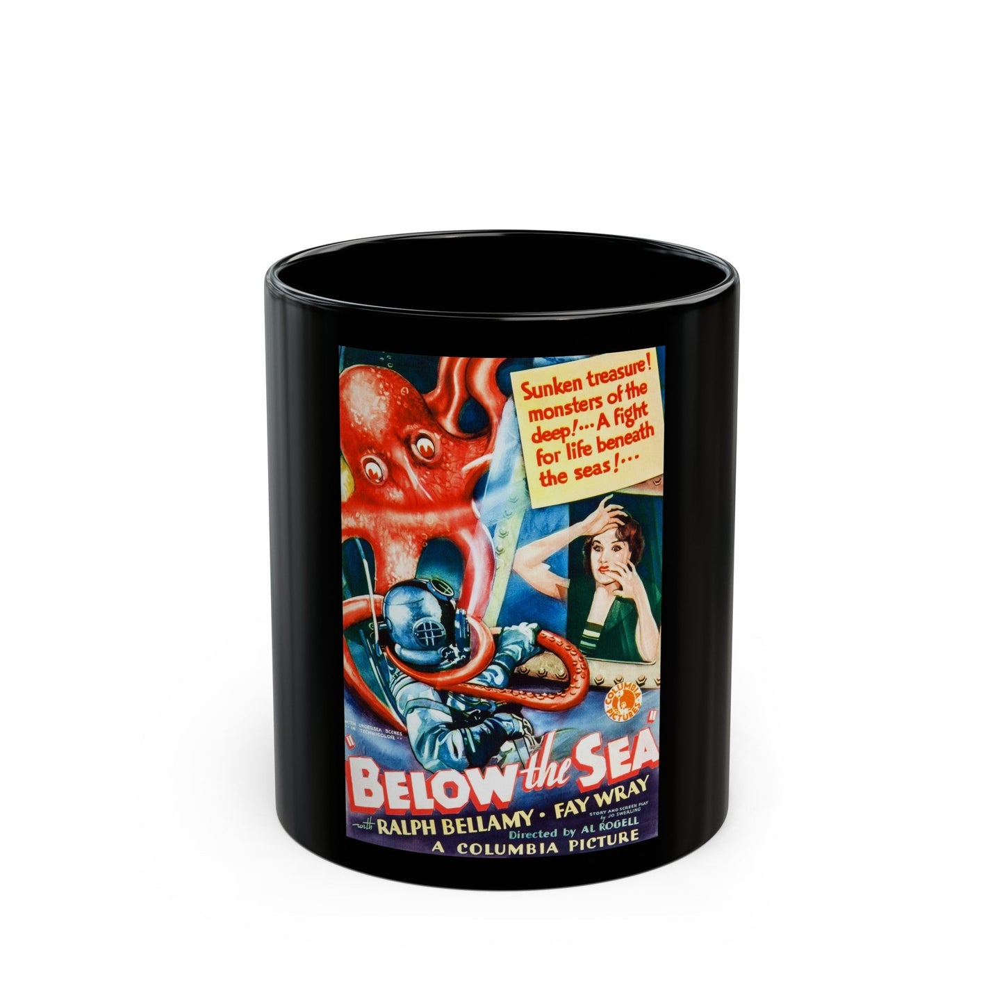 BELOW THE SEA 1933 Movie Poster - Black Coffee Mug-11oz-The Sticker Space