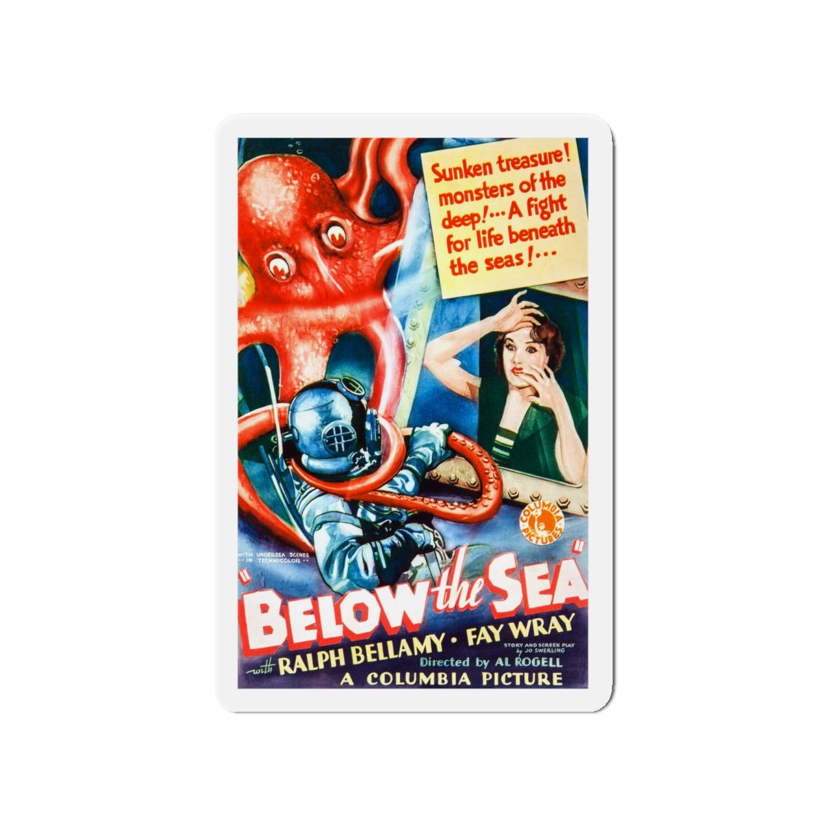 BELOW THE SEA 1933 Movie Poster - Die-Cut Magnet-4" x 4"-The Sticker Space