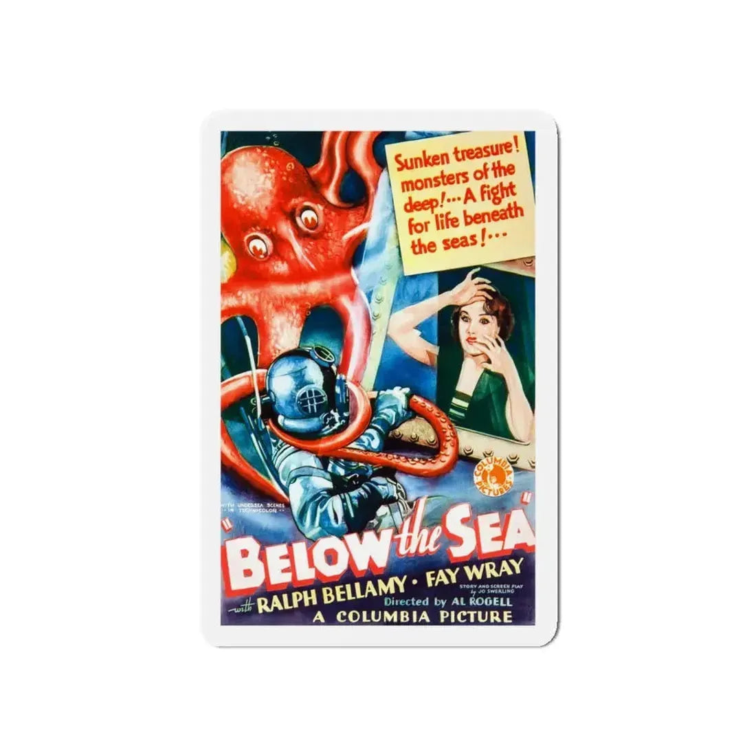 BELOW THE SEA 1933 Movie Poster - Refrigerator Magnet 5 Inch - The Sticker Space