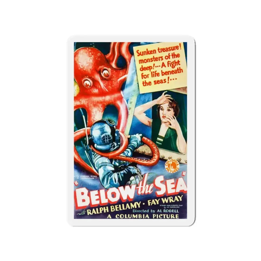 BELOW THE SEA 1933 Movie Poster - Refrigerator Magnet - The Sticker Space