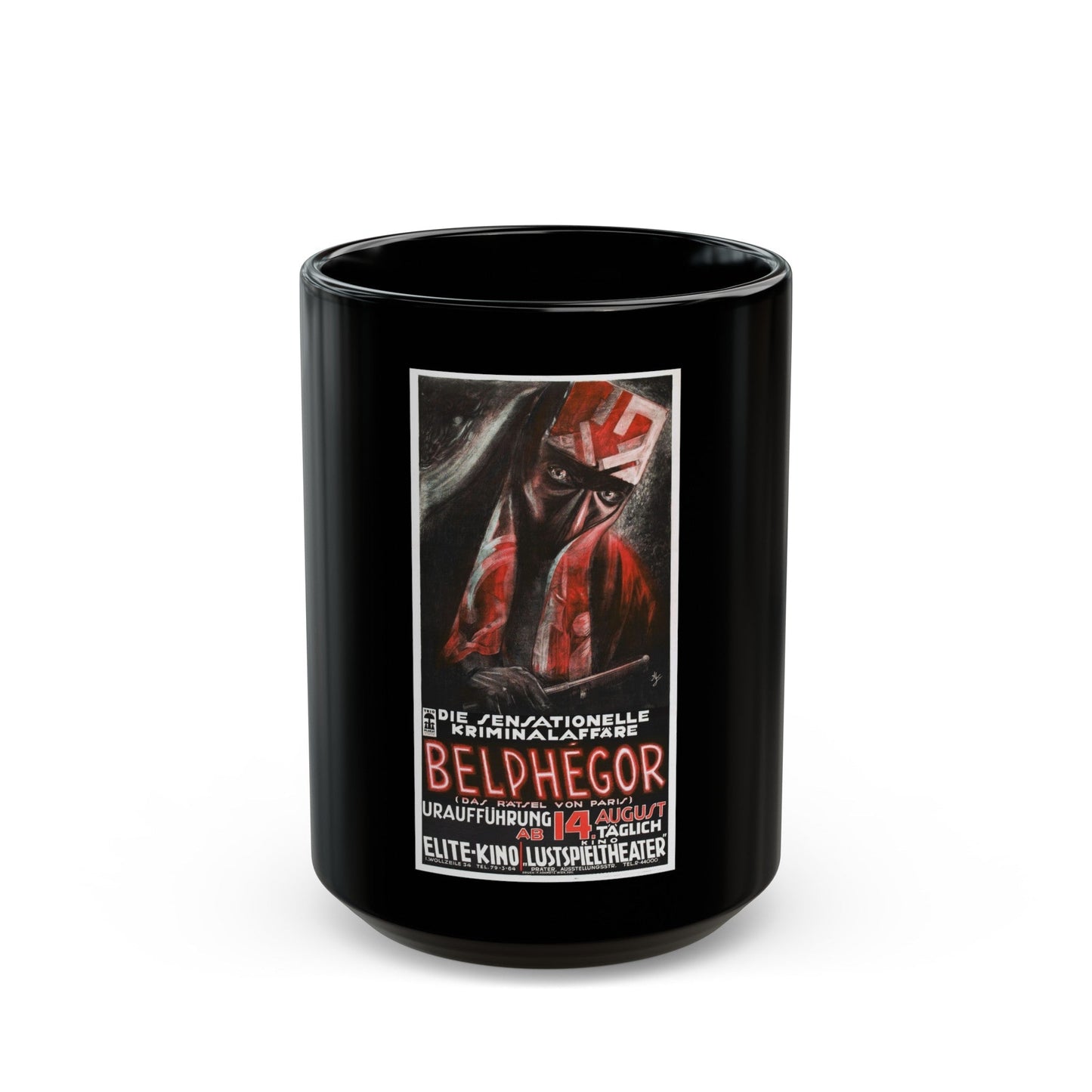 BELPHEGOR 1927 Movie Poster - Black Coffee Mug-15oz-The Sticker Space