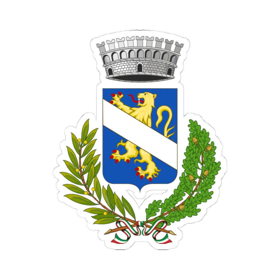 Belvedere Marittimo-Stemma (Italy) (Coat of Arms) STICKER Vinyl Kiss-Cut Decal 4 Inch White - The Sticker Space