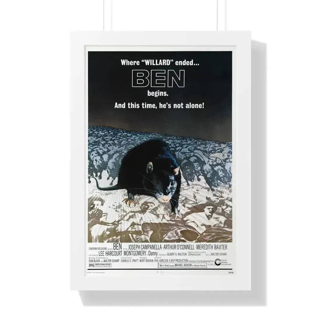 BEN 1972 - Framed Movie Poster 16″ x 24″ White - The Sticker Space