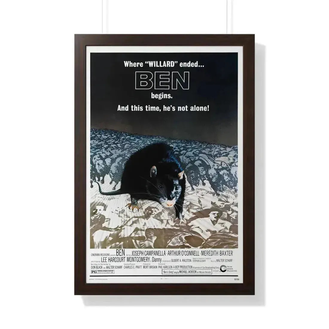 BEN 1972 - Framed Movie Poster 20" x 30" Walnut - The Sticker Space