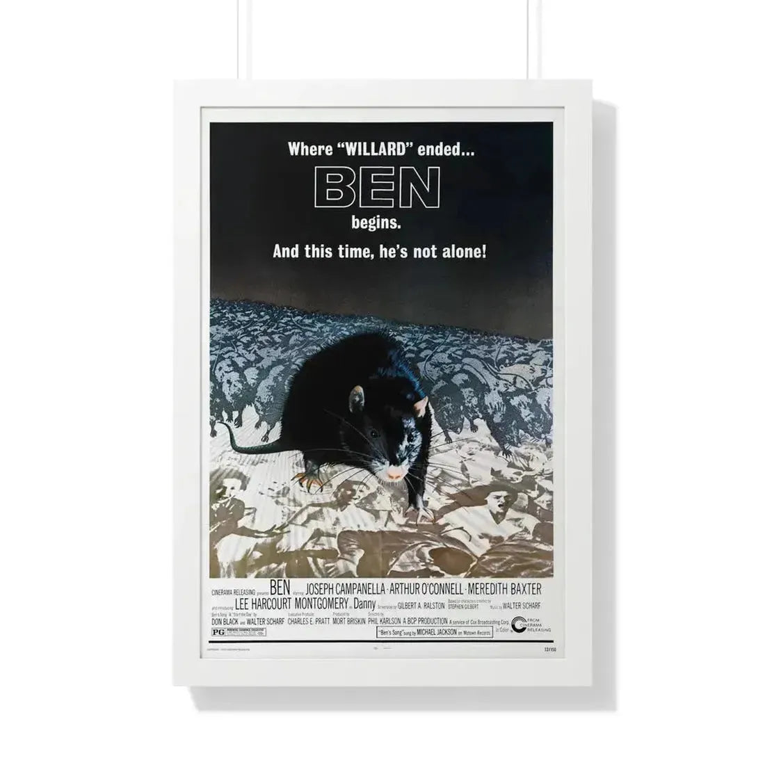 BEN 1972 - Framed Movie Poster 20" x 30" White - The Sticker Space