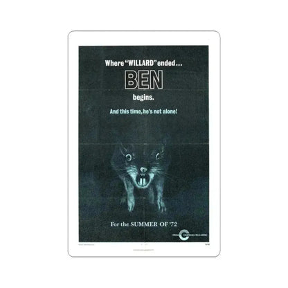 Ben 1972 Movie Poster - STICKER Vinyl Kiss-Cut Decal 3 Inch White - The Sticker Space