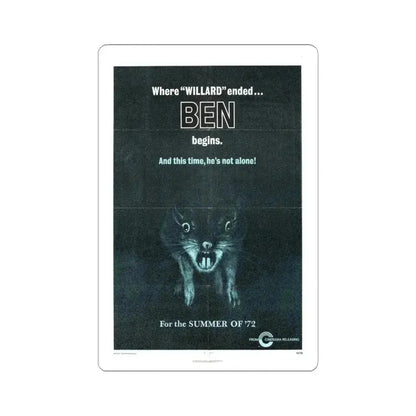 Ben 1972 Movie Poster - STICKER Vinyl Kiss-Cut Decal 6 Inch White - The Sticker Space